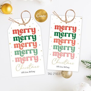 Modèle d&#39;étiquette de cadeau de Noël modifiable, étiquette de cadeau de fête des fêtes, étiquette de cadeau de Noël imprimable, étiquette de joyeuses fêtes, étiquette de joyeux Noël
