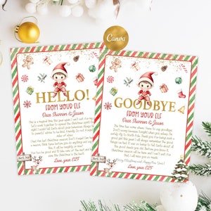 Elf Arrival Letter, Good Bye Letter Editable, Christmas Hello from your Elf Goodbye Letter Template Printable, Instant Download