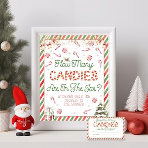 Christmas Candy Guessing Game Printable, How Many Candies Are in The Jar, Christmas Game Activity, Instant Download