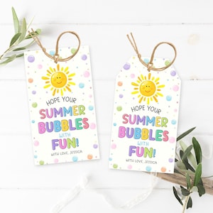 Hope Your Summer Bubbles with Fun Tag Editable, End of school Year Tags Template Printable, Summer Vacation Classroom Kids School Favor Tags