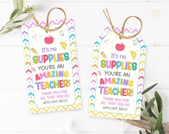 Teacher Appreciation Tags, Editable End of School Year Appreciation Week Gift Tag Template, Teacher Tag Printable, Gift tag from student