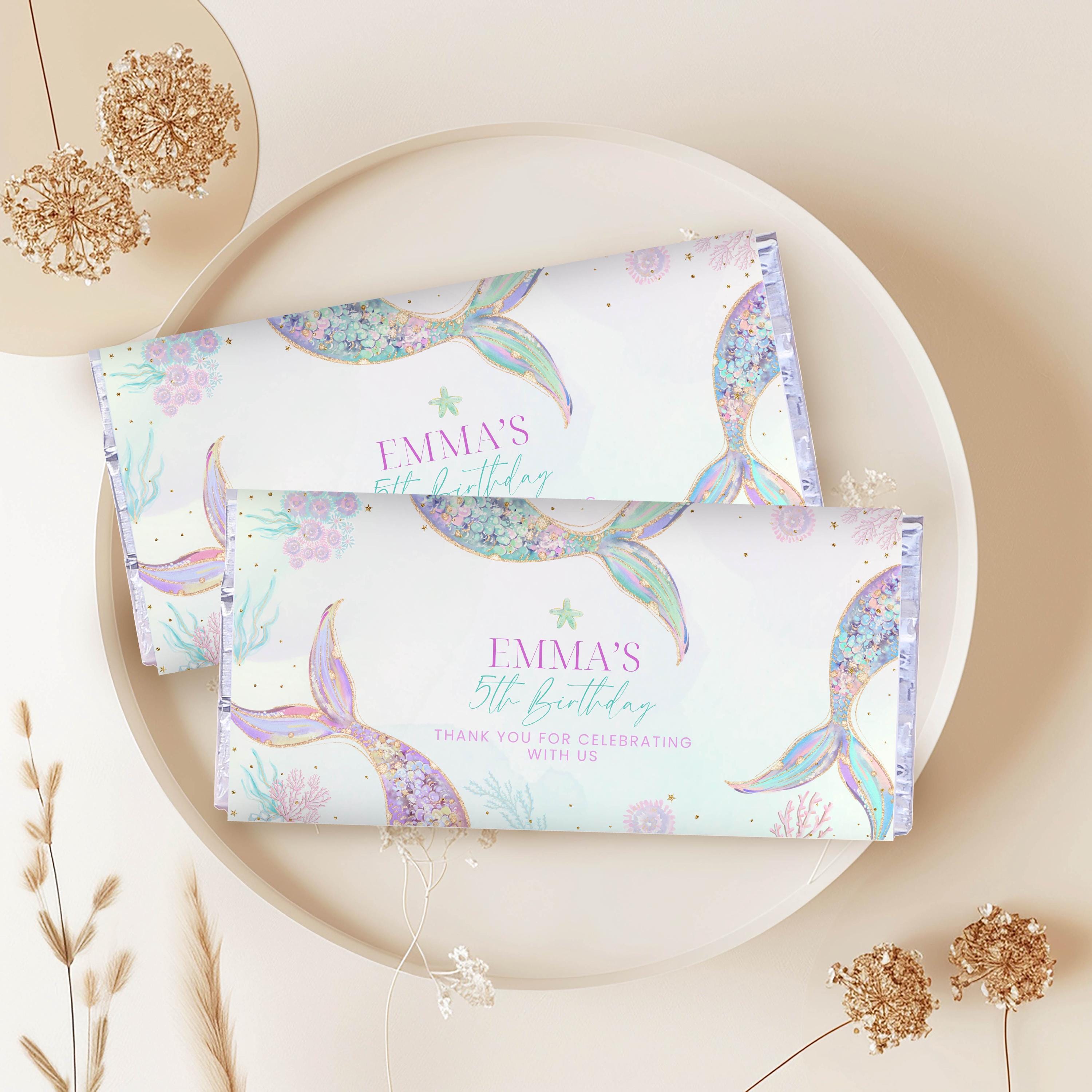 Mermaid Candy Bar Wrapper Editable Template, Mermaid Birthday Party ...