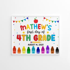 First Day of Fourth Grade Sign Editable, 4th Grade Chalkboard Sign Template, Fourth Grade School Sign, 1st day of School Sign Printable