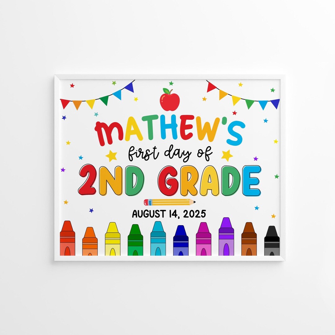 First Day of Second Grade Sign Editable, 2nd Grade Chalkboard Sign ...