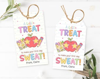 A little Treat to Make Your First Day Sweet Tag Favor Editable, Back to School Gift Tag Template, 1st day school gift tag, Cookie Tag