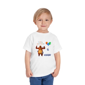 Grizzy and Lemmings Birthday T-Shirt for TODDLER, Lemmings and the Bear T-Shirt, 100% Cotton, Grizzly and Lemmings Tshirt, Birthday tshirt