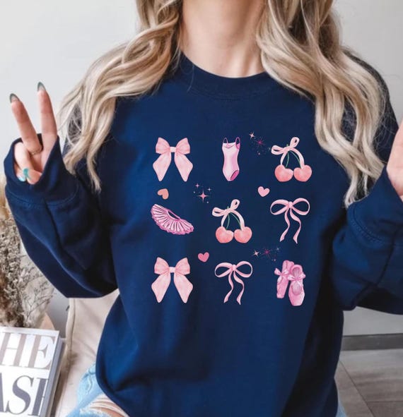 Felpa con cappuccio da ballerina, fiocchi da balletto, maglietta