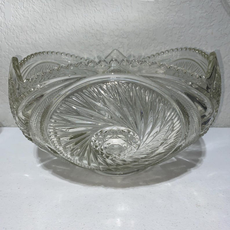 VTG Smith Mckee Aztec Pinwheel Pattern Punch Bowl With Stand Pressed ...