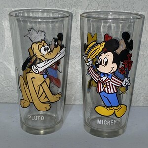 VTG Pepsi Collector Series Pluto Mickey Drinking Glasses Walt Disney Set Of 2 1978