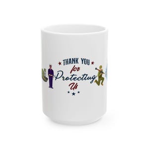 Thank You Military Mug, Patriotic Coffee Cup, Veteran Gift, Military Appreciation, Veteran&#39;s Day Mug, Military Retirement Gift