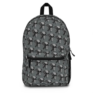 Edgy Skull Pattern Backpack | Perfect for School, Travel, Festivals | Unisex Bag for Teens, Adults, Halloween, Gift Idea