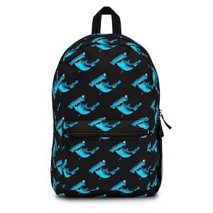 Whimsical Shark Pattern Backpack, Trendy School Bag, Fun Travel Gear, Kids Accessories, Ocean Lover Gift, Stylish and Functional