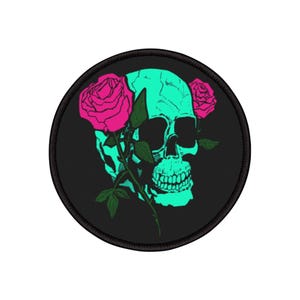 Vintage Skull & Roses Iron-On Patches - Retro Style, DIY Fashion, Creative Embellishments, Unique Gifts, Edgy Decor