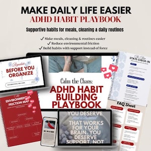 Executive Function Support for ADHD | Habit Building, Routines, Daily Organization, Overwhelm Relief, Brain-Friendly Planner
