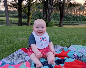 Personalized 4th of July Baby Bib: Ice Cream Design