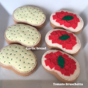 Etsy Pretend food Felt food Play food  Garlic bread & Tomato bruschetta set