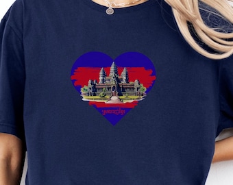 Cambodian Love T-Shirt Khmer Shirt Gift for Cambodian Heritage Travel Lover Outfit Cultural Pride T Shirt for Cambodia Southeast Asia Top