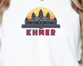 Khmer Sunrise T-Shirt Cambodian Shirt Travel Gift Culture Tee Souvenir T Shirt Cambodia Angkor Wat Southeast Asian Top