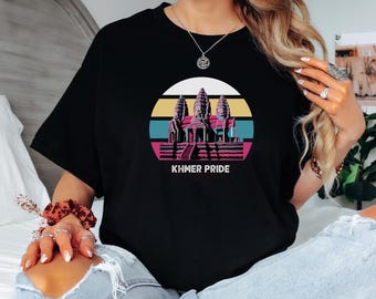Khmer Pride Unisex Softstyle T-Shirt Cambodian Shirt Bayon Temple Tee Urban Bright Style Khmer T Shirt Southeast Asian Cultural Heritage Top