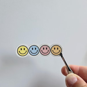 4 Smiley Faces Pastel Vinyl Sticker for Waterbottles and Computers