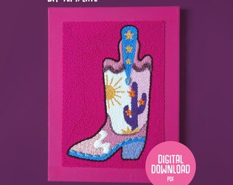 Mönster för cowboystövlar | Broderimall | Design av underlägg och muggmatta | Digital PDF-fil | Direktnedladdning DIY-handarbete