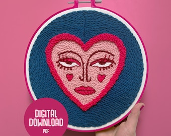 Hjärtmönster för nål | Broderimall | Design av underlägg och muggmatta | Digital PDF-fil | Direkt nedladdning DIY-handarbete