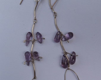 Amethyst Branch Dangling Earrings