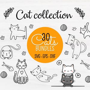 Cat Cartoon Bundle SVG For Cut file cat drawn charector cartoon cute cat cricut Silhouette EPS Cat SVG Bundles
