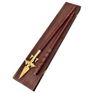 Handmade Norse Spear of Odin: Brass Viking Gungnir Replica with Leather Shaft