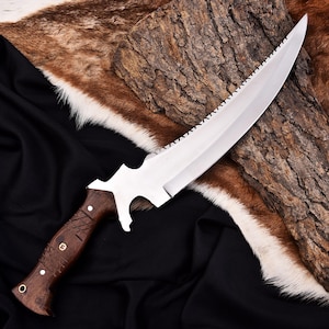 Hand-Forged Hunting Knife: Tactical Survival Bushcraft Knife with Sawback