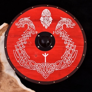 Custom Carved Viking Shield: Medieval Norse Decor, Cosplay Prop