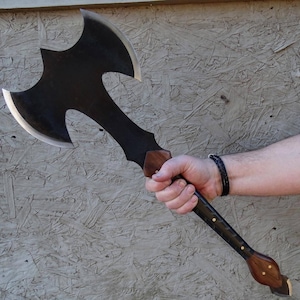 Handcrafted Double Bladed Battle Axe: Medieval Viking Cosplay Prop