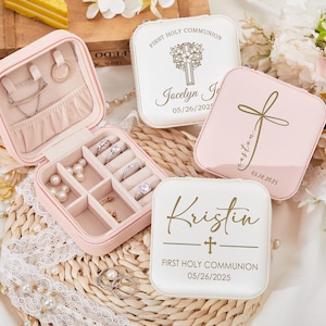 Cadeaux de première communion pour fille, boîte à bijoux personnalisée pour fille, cadeau religieux catholique pour fille, cadeau de première communion, cadeau de baptême