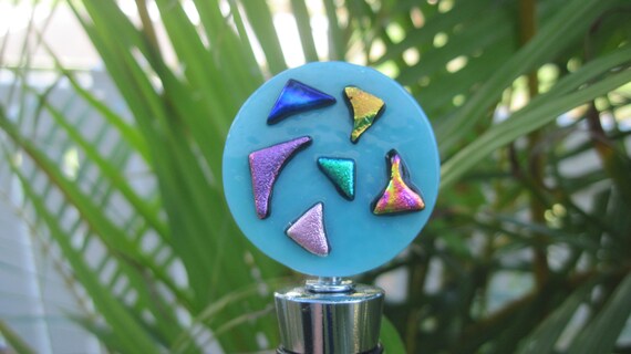 Wine Stopper with Dicrhoic Fused Glass w0023