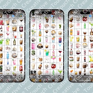 100+ iOS 18.1 Emoji Sticker Pack, Drinks & Beverages Emoji Pack. PNG stickers for texting, Everyday iPhone Emoji Apple Stickers for iMessage