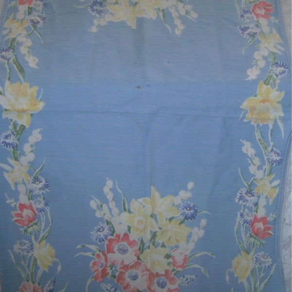 1950s PRINT KITCHEN Dish Towel -   Spring Flowers