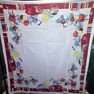 1950s PRINT KITCHEN TABLECLOTH - Mexican Fruit