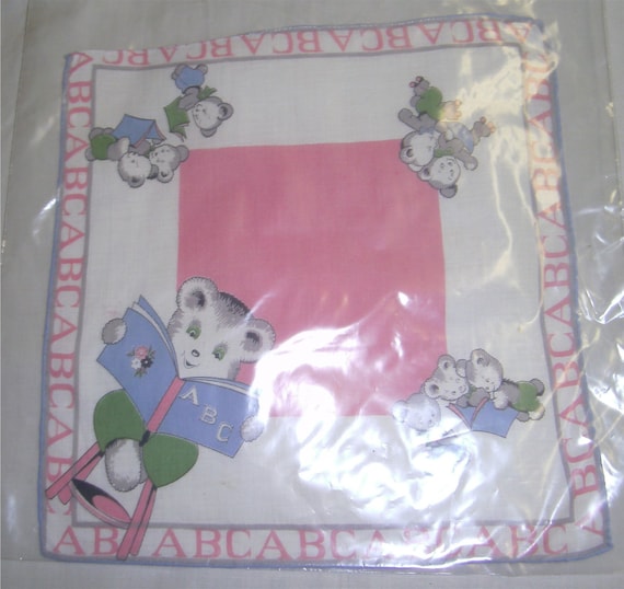 VINTAGE HANKIE - CHILDS - Abc Bears