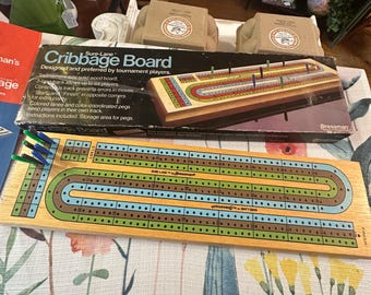 Vintage Pressman Sure-Lane Cribbage Board Game | Wooden Tournament Set, 1980s Retro Game