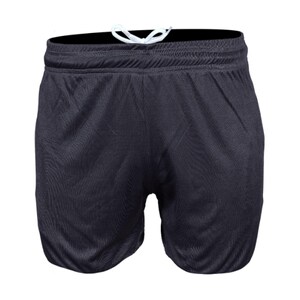 Könnte beinhalten: Dunkelblaue Sporthose mit elastischem Bund und Kordelzug. Die Shorts bestehen aus leichtem, atmungsaktivem Stoff. Sie haben eine lockere Passform und eignen sich für verschiedene Sportarten.
