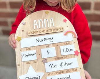Personalized First Day of School Board | Wooden Milestone Tracker