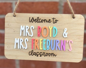 Job Share -  Teacher Classroom Sign | Birch Wood, Rainbow Letters | Thank you Gift | Classroom Accessory