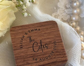 Personalized Walnut Wood Ring Box | Engraved Wedding Keepsake