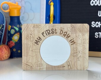 First Day Milestone Sign | Engraved Wooden Photo Prop
