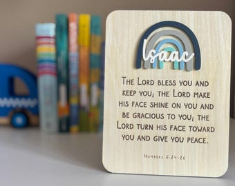 Personalized Bible Verse Plaque | Scalloped Nursery Decor, Baptism Gift