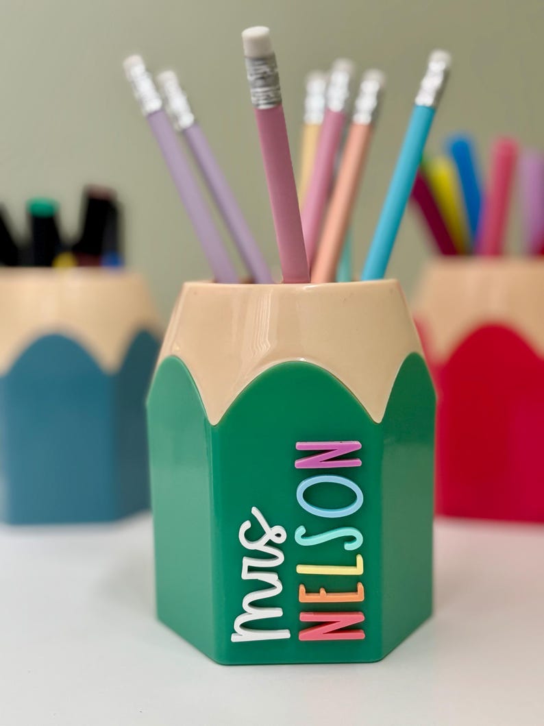 Teacher Stationery Holder Pots | Personalised Teacher gift | Teacher thank you | Desk Storage Decor | Back to School | Organisation image 2