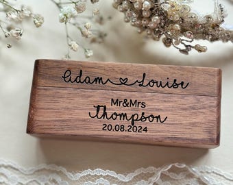 Personalized Wooden Dual Ring Box | Engraved Wedding Keepsake