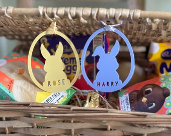 Personalized Acrylic Easter Basket Tag | Bunny Ornament