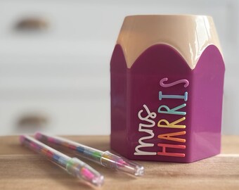 Personalized Teacher Pencil Holder | Job Share Desk Organizer