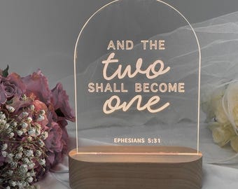 Wedding Scripture Acrylic LED Light | Christian Home Decor